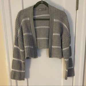 Chunky cardigan with contrast ladder stitch, US 2